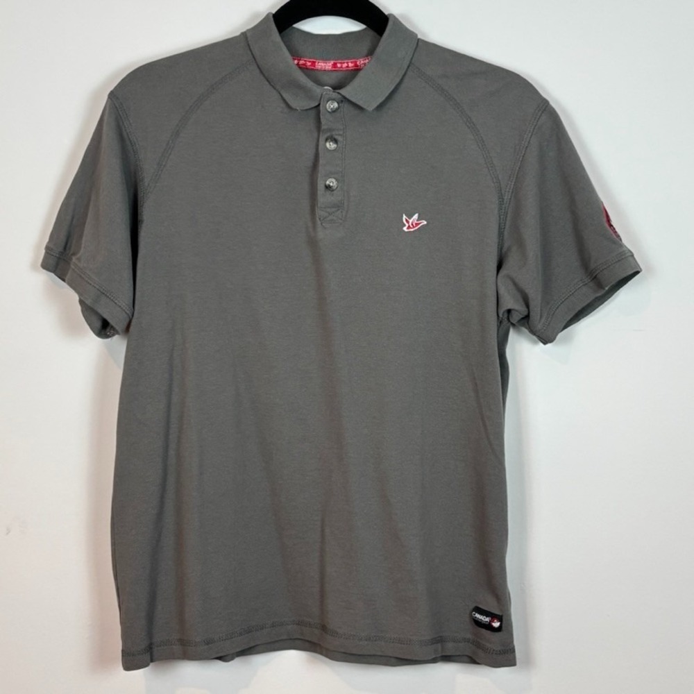 Canada‎ Weathergear Grey Short Sleeve 100% Cotton Polo Shirt Mens Small Outdoor